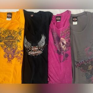 Harley Davidson Women’s T-shirts.  Lot of 4